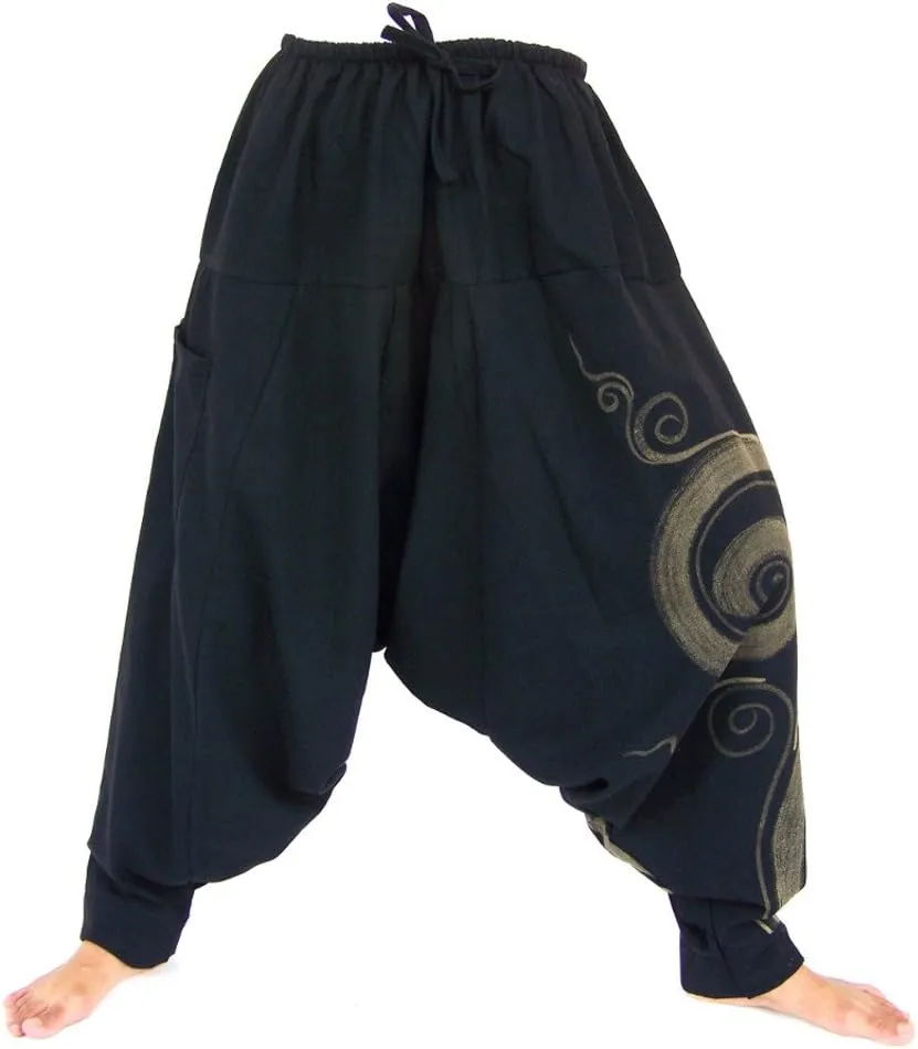 Siamrose, Yoga Harem Lounge Baggy Pants Women Men, Aladdin Boho Trousers, One Size