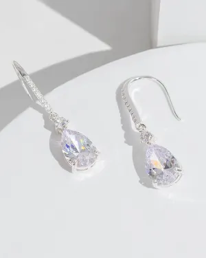 Silver Tear Drop Hook Earrings