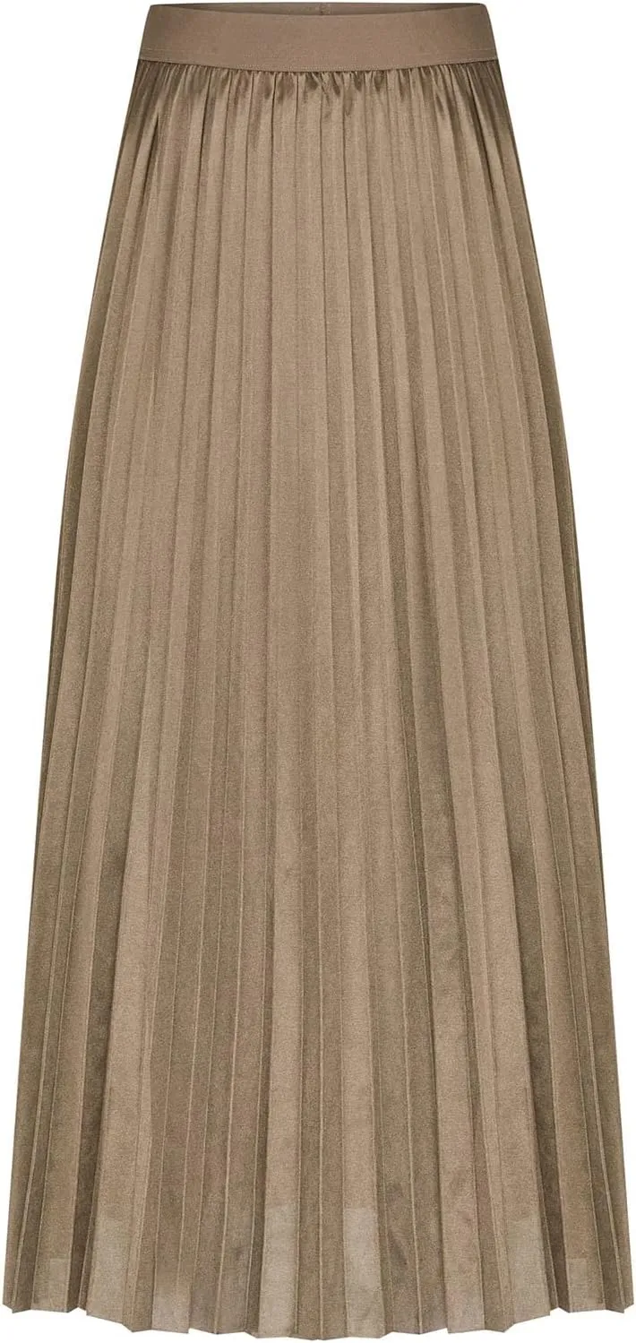 Skirt for Women Elastic Versatile High Waisted A-Line Satin Pleated Long Skirts Ladies Business Work Elegant Skirts