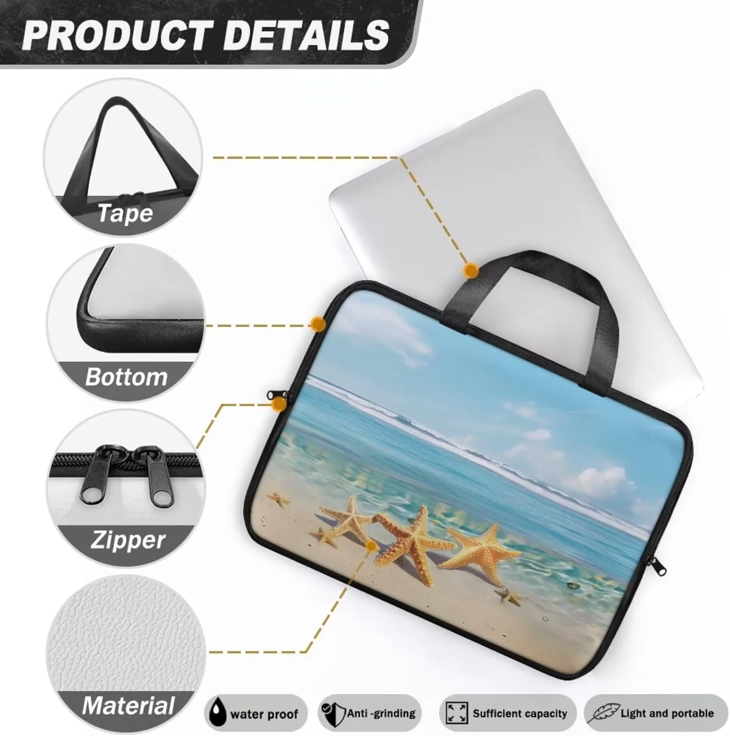 Slim Laptop Carrying Case PU Leather Tablet Computer Protective Bag Versatile for Office & College