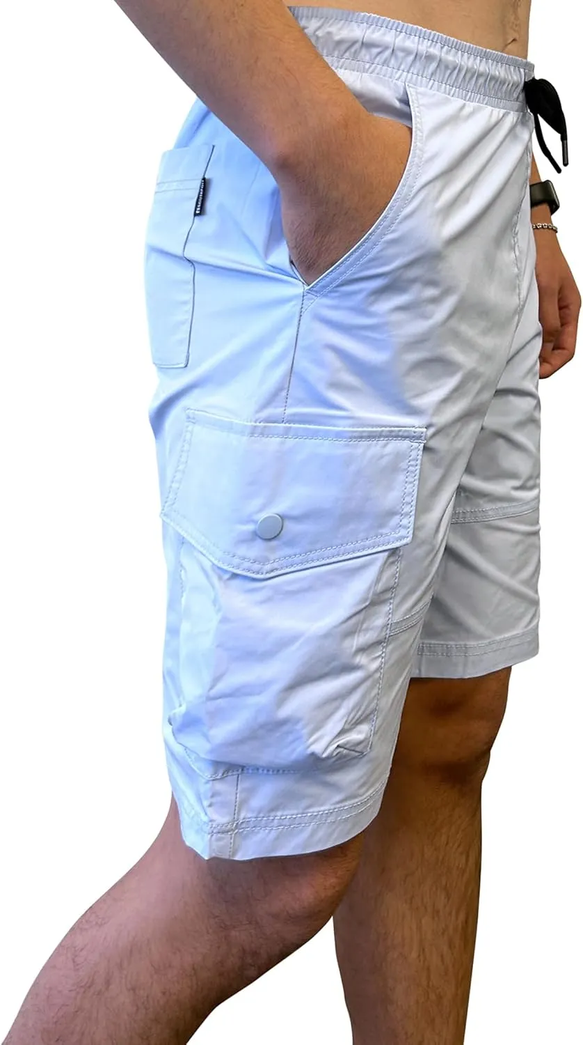 Southpole Men's Tech Woven Nylon Cargo Shorts, Quick Dry, Lightweight, Adjustable Waist