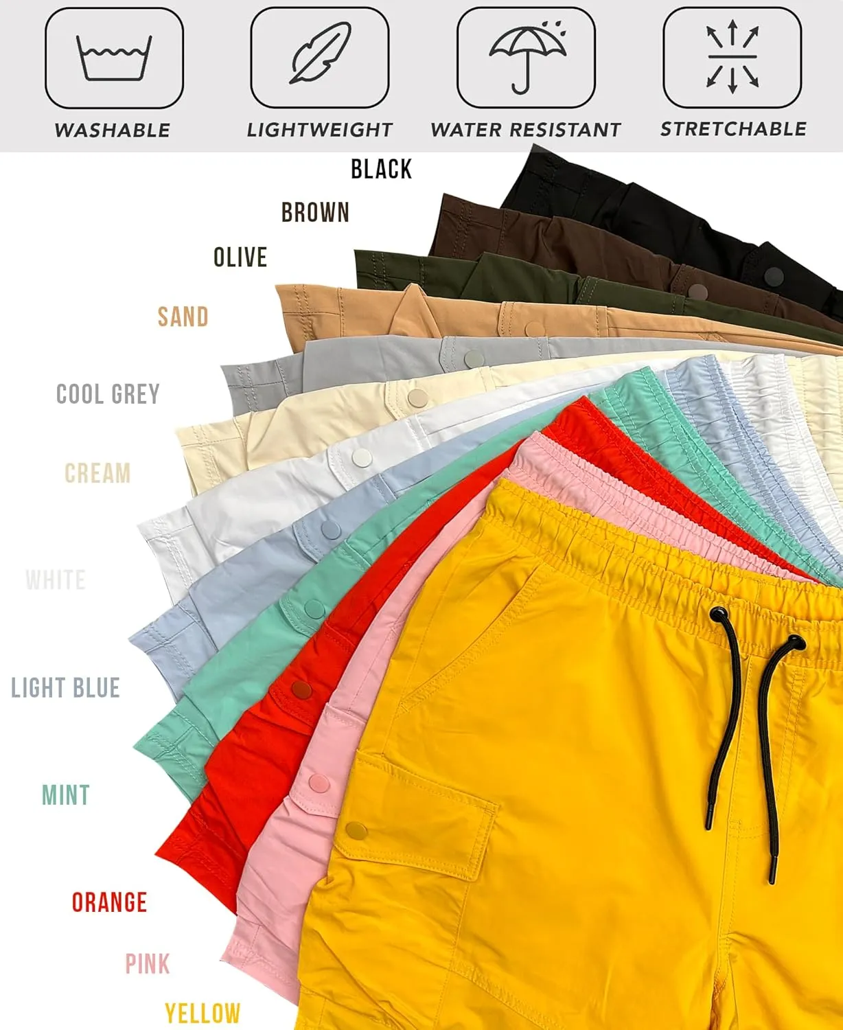 Southpole Men's Tech Woven Nylon Cargo Shorts, Quick Dry, Lightweight, Adjustable Waist