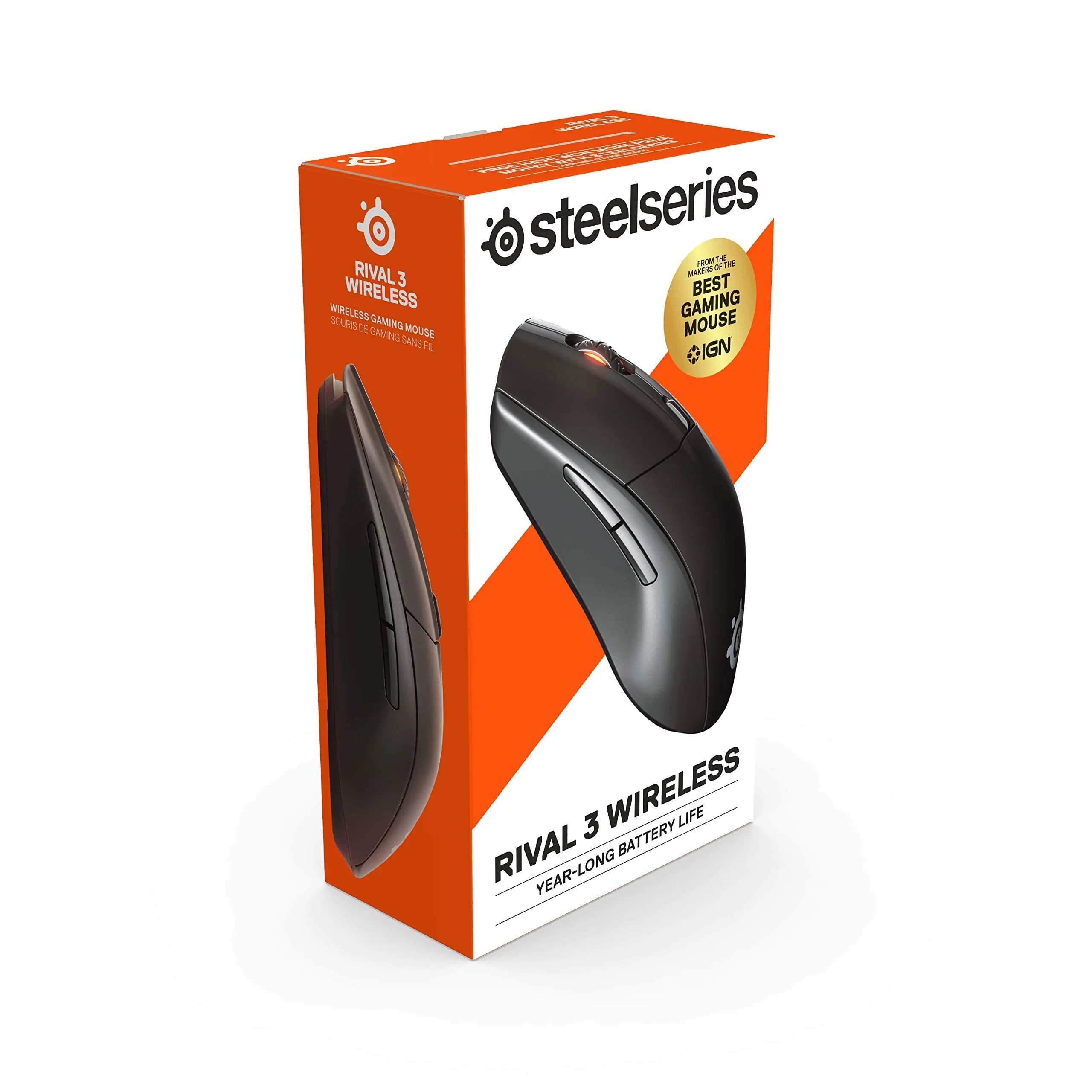 SteelSeries Rival 3 Wireless Gaming Mouse  400  Hour Battery Life  Dual Wireless 2.4 GHz and Bluetooth 5.0  60 Million Clicks  18,000 CPI TrueMove Air Optical Sensor,Black