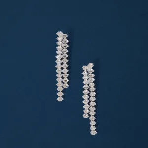 Sterling Silver-Plated Cubic Zirconia Drop Earrings