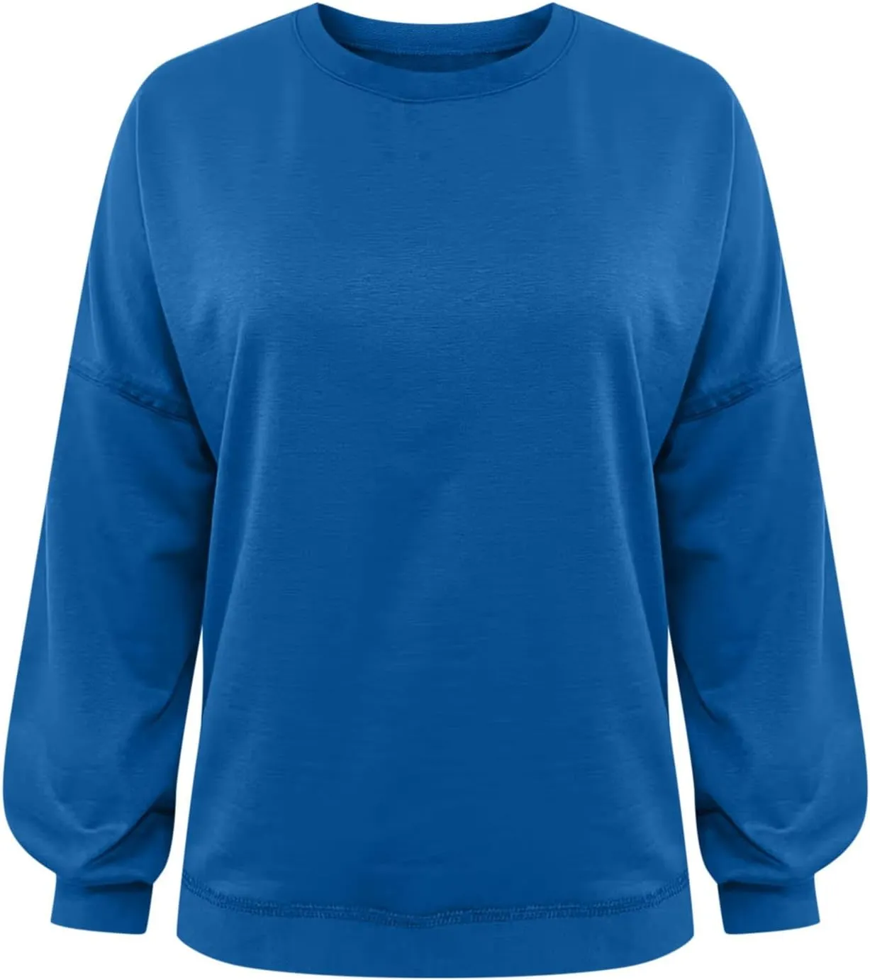 Sweatshirt for Women Cropped Drop Shoulder Pullover Classic Solid Color Loose Fit Tops Daily Dressy Casual Hoodie