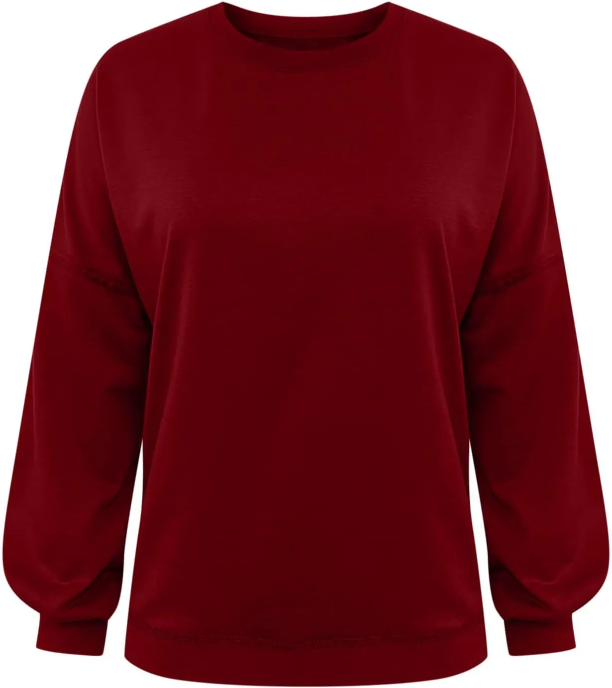 Sweatshirt for Women Cropped Drop Shoulder Pullover Classic Solid Color Loose Fit Tops Daily Dressy Casual Hoodie