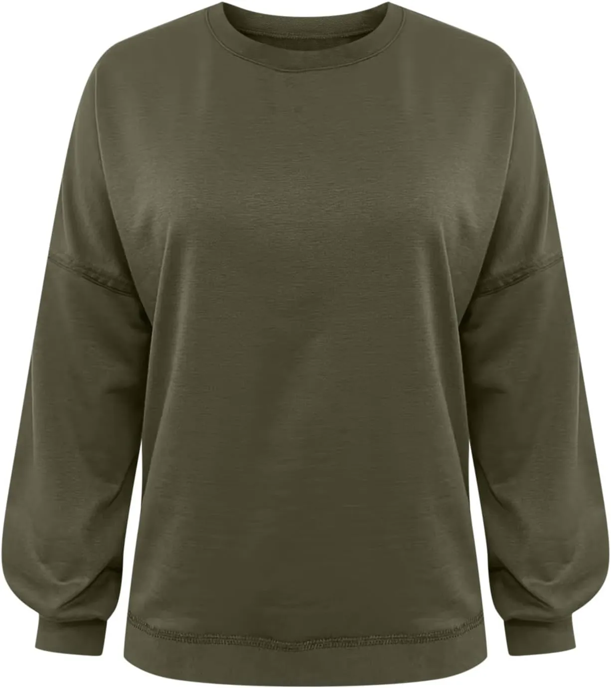 Sweatshirt for Women Cropped Drop Shoulder Pullover Classic Solid Color Loose Fit Tops Daily Dressy Casual Hoodie