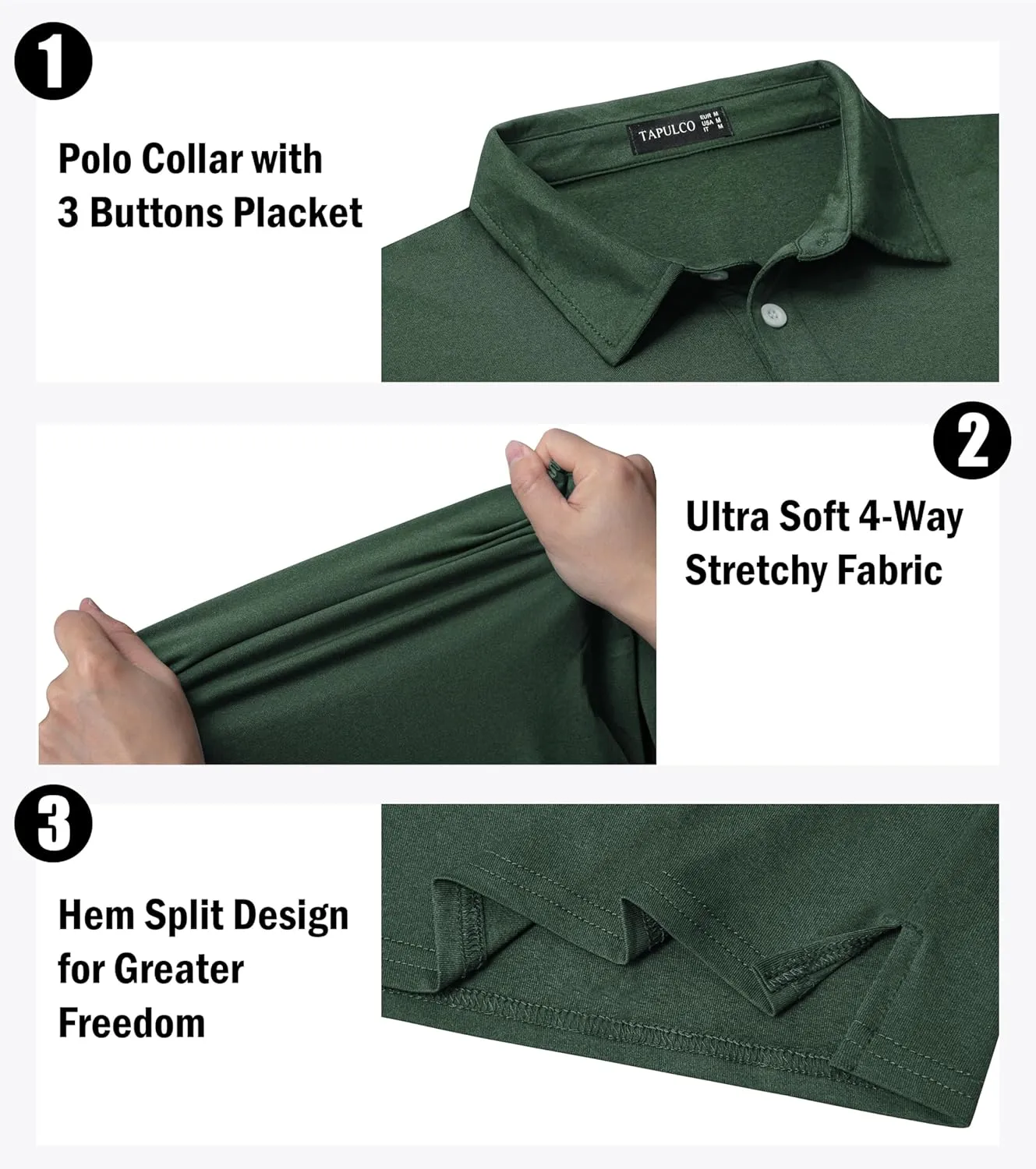 TAPULCO Men's Big and Tall Golf Polo Shirt Moisture Wicking Casual Lightweight Breathable Performance Shirts (2XL-5XL)