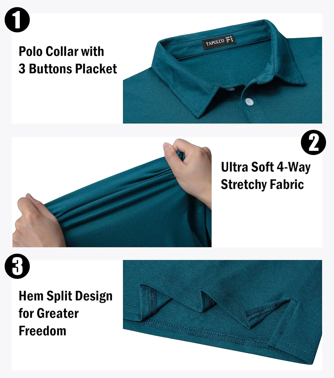 TAPULCO Men's Big and Tall Golf Polo Shirt Moisture Wicking Casual Lightweight Breathable Performance Shirts (2XL-5XL)
