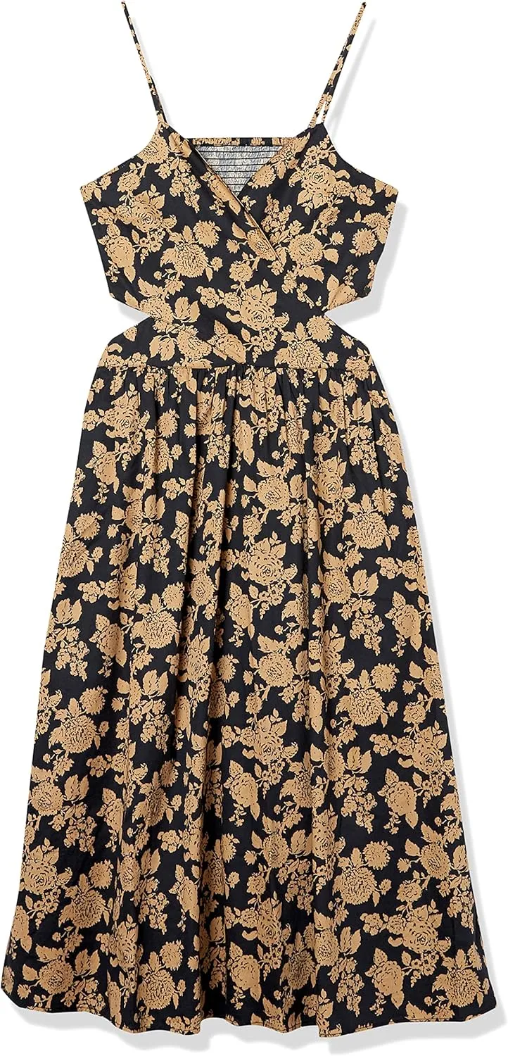The Drop Women's Makenna Strappy Cross-Front Smocked-Back Midi Dress