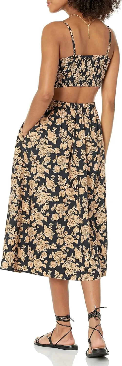 The Drop Women's Makenna Strappy Cross-Front Smocked-Back Midi Dress