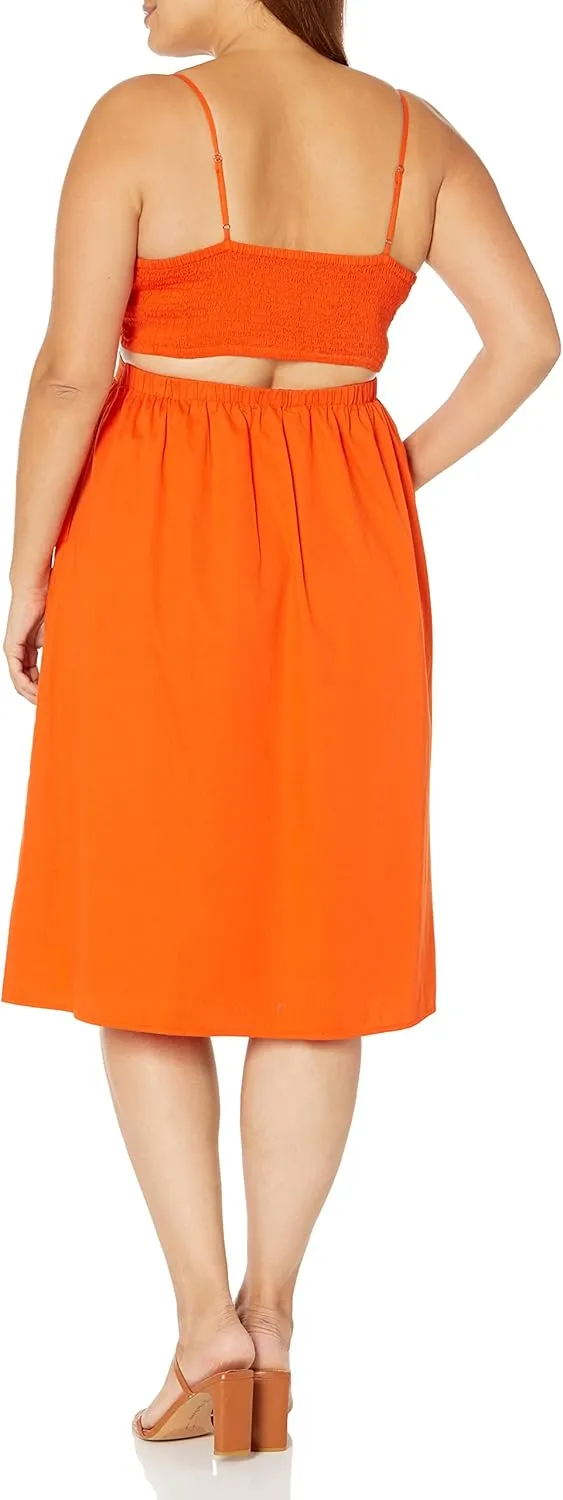 The Drop Women's Makenna Strappy Cross-Front Smocked-Back Midi Dress