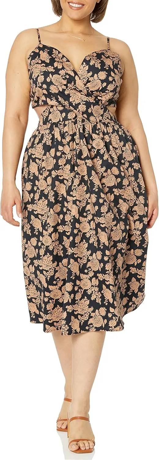The Drop Women's Makenna Strappy Cross-Front Smocked-Back Midi Dress