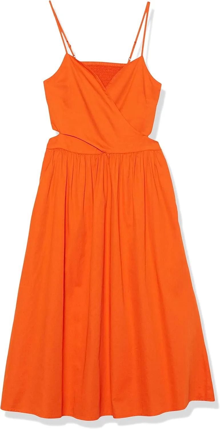 The Drop Women's Makenna Strappy Cross-Front Smocked-Back Midi Dress