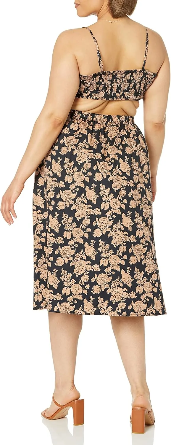 The Drop Women's Makenna Strappy Cross-Front Smocked-Back Midi Dress