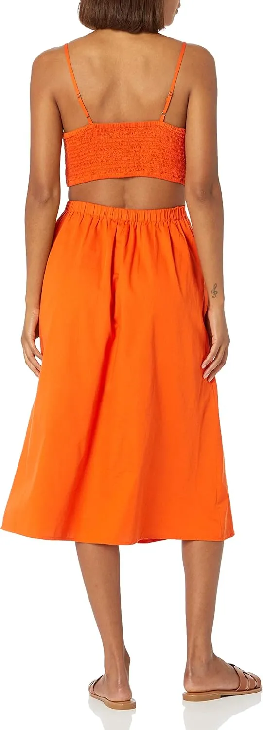 The Drop Women's Makenna Strappy Cross-Front Smocked-Back Midi Dress