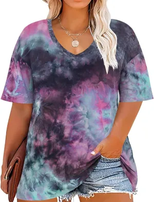 TIYOMI Plus Size T Shirt for Women Short Sleeve Basic Casual Classic Tops Summer Blouse XL-5XL 14-28