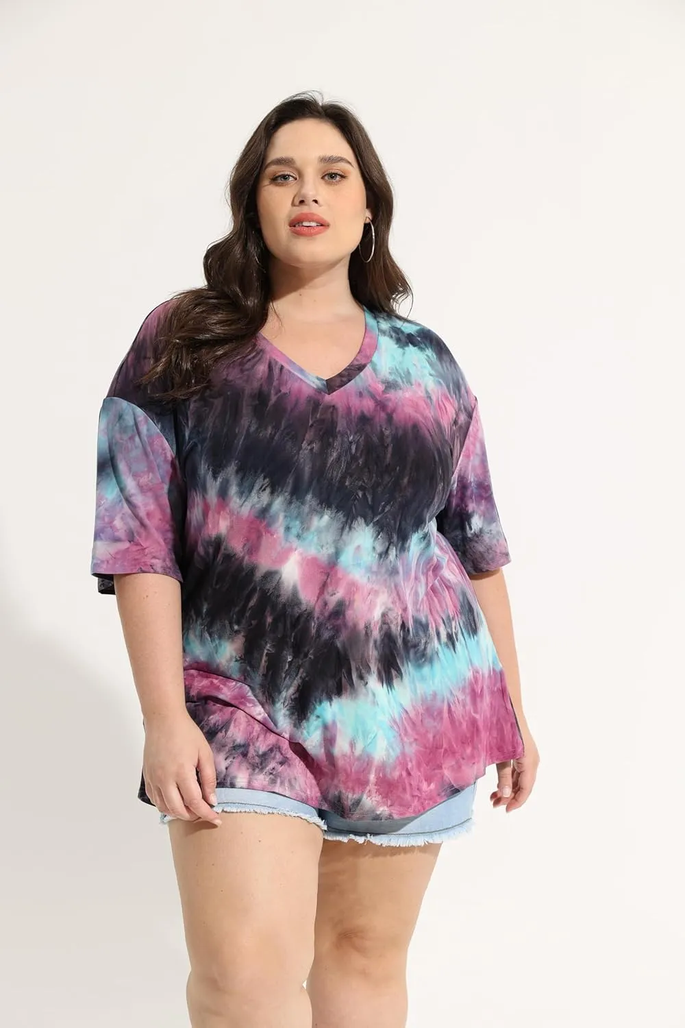 TIYOMI Plus Size T Shirt for Women Short Sleeve Basic Casual Classic Tops Summer Blouse XL-5XL 14-28