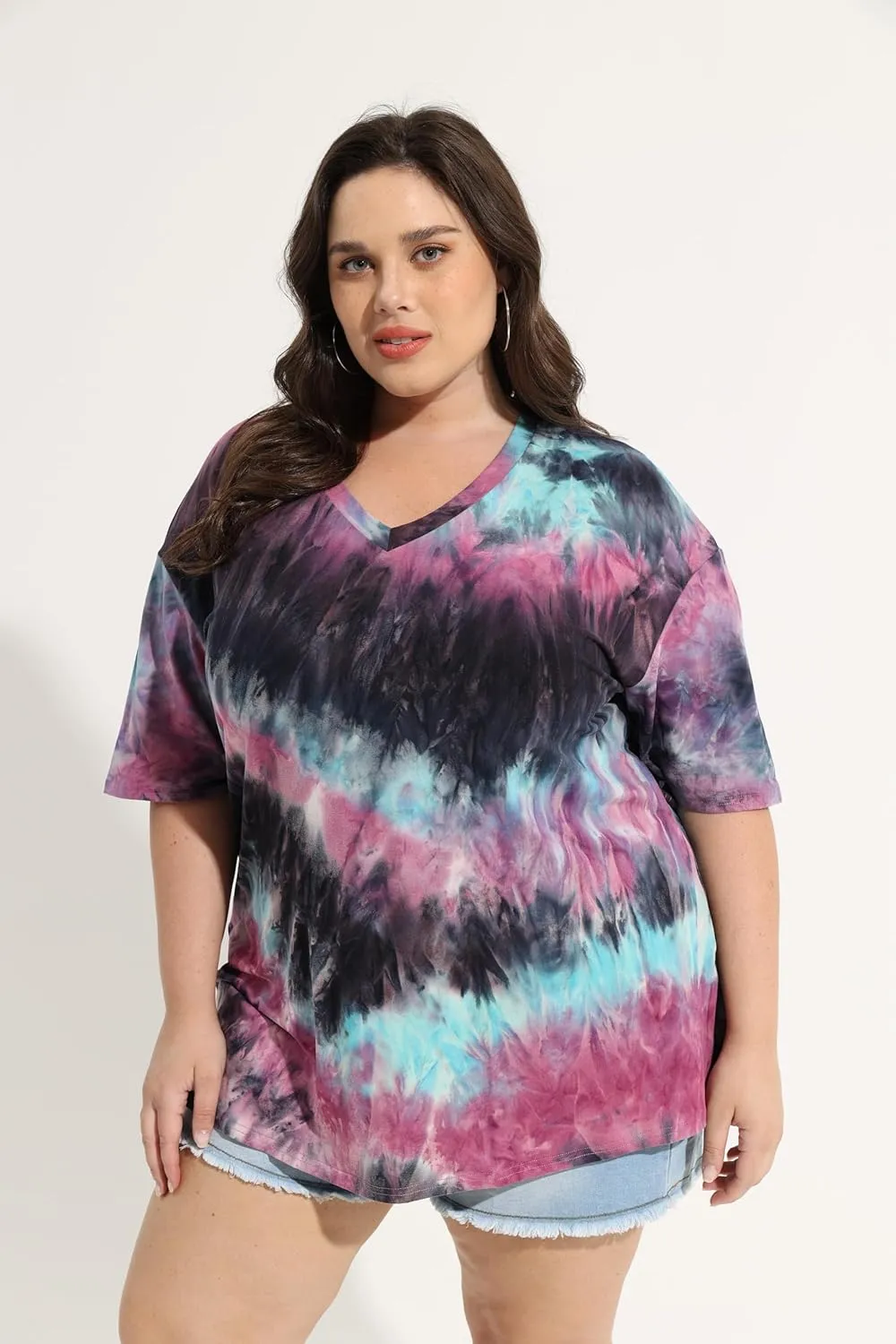 TIYOMI Plus Size T Shirt for Women Short Sleeve Basic Casual Classic Tops Summer Blouse XL-5XL 14-28