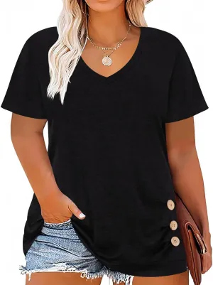 TIYOMI Plus Size T Shirt for Women Short Sleeve Basic Casual Classic Tops Summer Blouse XL-5XL 14-28