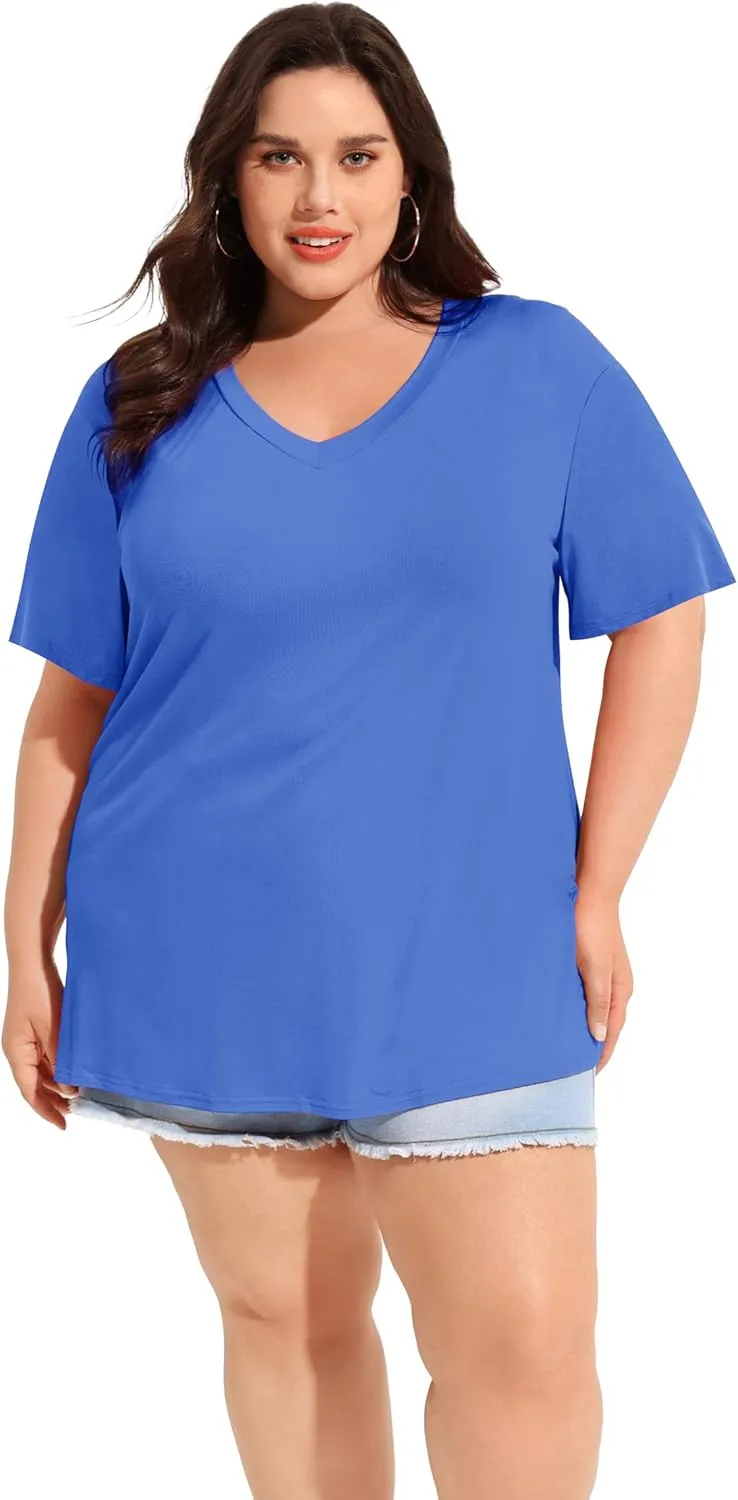TIYOMI Plus Size T Shirt for Women Short Sleeve Basic Casual Classic Tops Summer Blouse XL-5XL 14-28