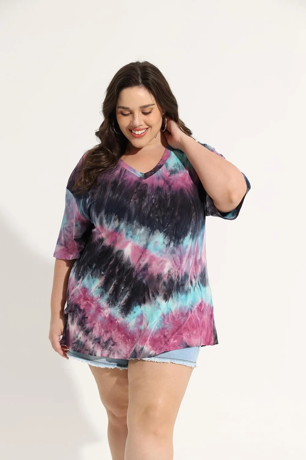 TIYOMI Plus Size T Shirt for Women Short Sleeve Basic Casual Classic Tops Summer Blouse XL-5XL 14-28
