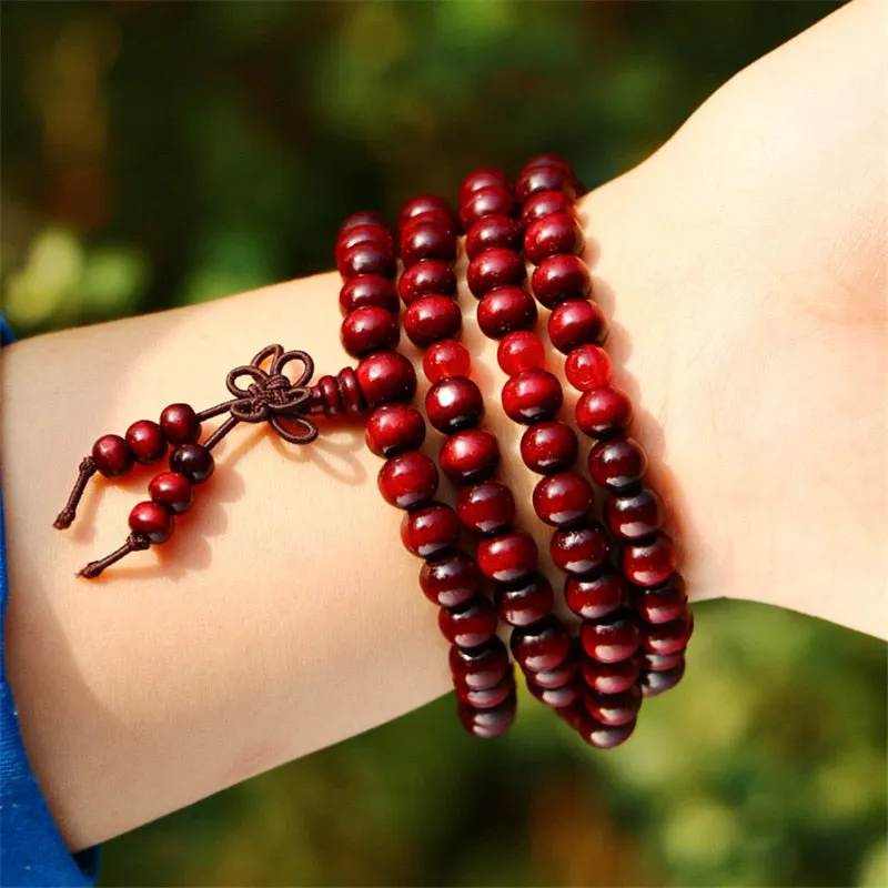 Trendy 8mm 108 Natural Wooden beads Tibetan Buddhist Meditation Bracelet For Men or Women
