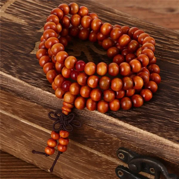 Trendy 8mm 108 Natural Wooden beads Tibetan Buddhist Meditation Bracelet For Men or Women