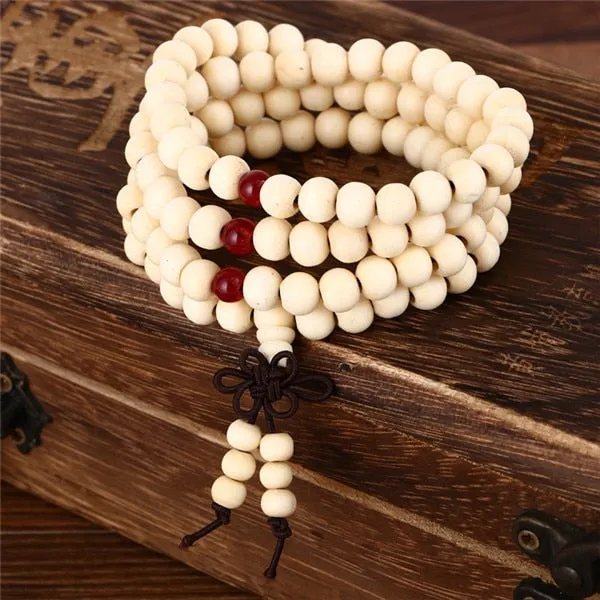 Trendy 8mm 108 Natural Wooden beads Tibetan Buddhist Meditation Bracelet For Men or Women