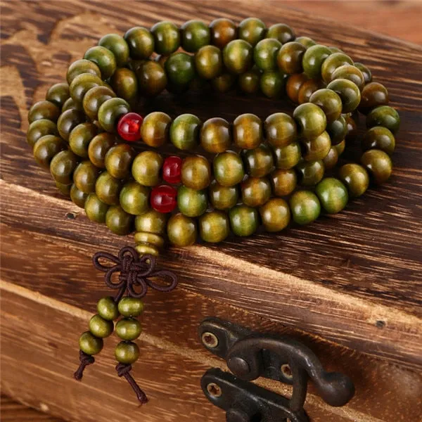 Trendy 8mm 108 Natural Wooden beads Tibetan Buddhist Meditation Bracelet For Men or Women