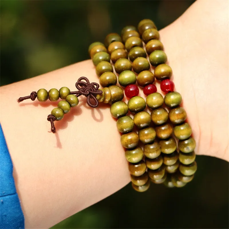 Trendy 8mm 108 Natural Wooden beads Tibetan Buddhist Meditation Bracelet For Men or Women