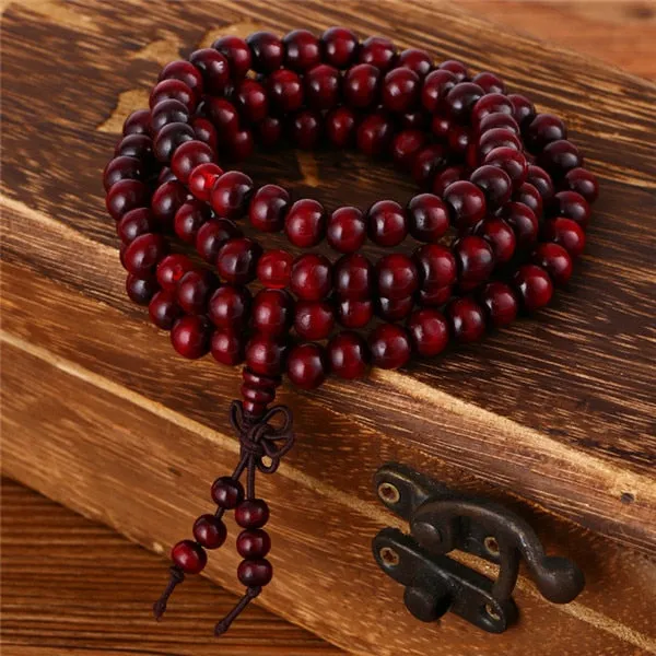 Trendy 8mm 108 Natural Wooden beads Tibetan Buddhist Meditation Bracelet For Men or Women