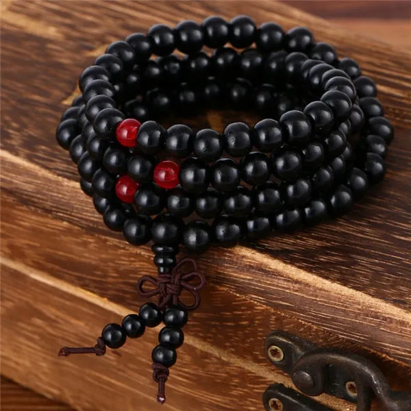 Trendy 8mm 108 Natural Wooden beads Tibetan Buddhist Meditation Bracelet For Men or Women