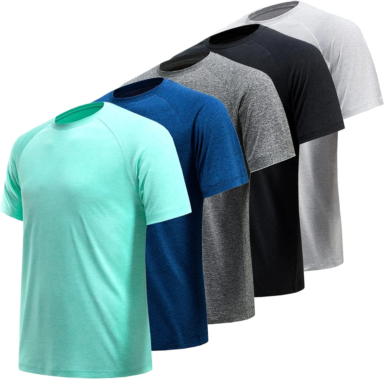 TVKSOM Workout Shirts for Men Pack Quick Dry Moisture Wicking Gym Shirts for Men Athletic Exercise Short Sleeve Tee Tops