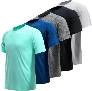 TVKSOM Workout Shirts for Men Pack Quick Dry Moisture Wicking Gym Shirts for Men Athletic Exercise Short Sleeve Tee Tops