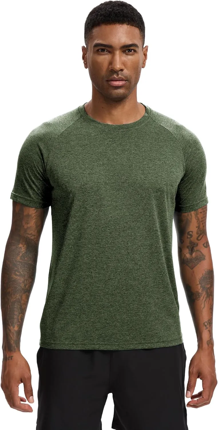 TVKSOM Workout Shirts for Men Pack Quick Dry Moisture Wicking Shirts for Men Gym Athletic Exercise Short Sleeve Tee Tops