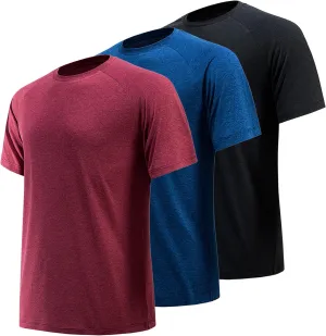 TVKSOM Workout Shirts for Men Pack Quick Dry Moisture Wicking Shirts for Men Gym Athletic Exercise Short Sleeve Tee Tops
