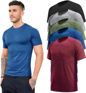 TVKSOM Workout Shirts for Men Pack Quick Dry Moisture Wicking Shirts for Men Gym Athletic Exercise Short Sleeve Tee Tops