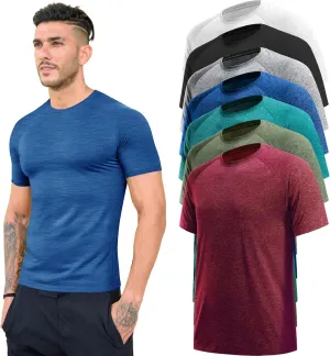 TVKSOM Workout Shirts for Men Pack Quick Dry Moisture Wicking Shirts for Men Gym Athletic Exercise Short Sleeve Tee Tops