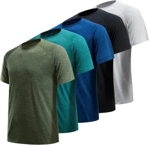 TVKSOM Workout Shirts for Men Pack Quick Dry Moisture Wicking Shirts for Men Gym Athletic Exercise Short Sleeve Tee Tops