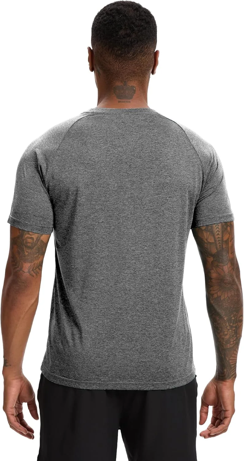 TVKSOM Workout Shirts for Men Pack Quick Dry Moisture Wicking Shirts for Men Gym Athletic Exercise Short Sleeve Tee Tops