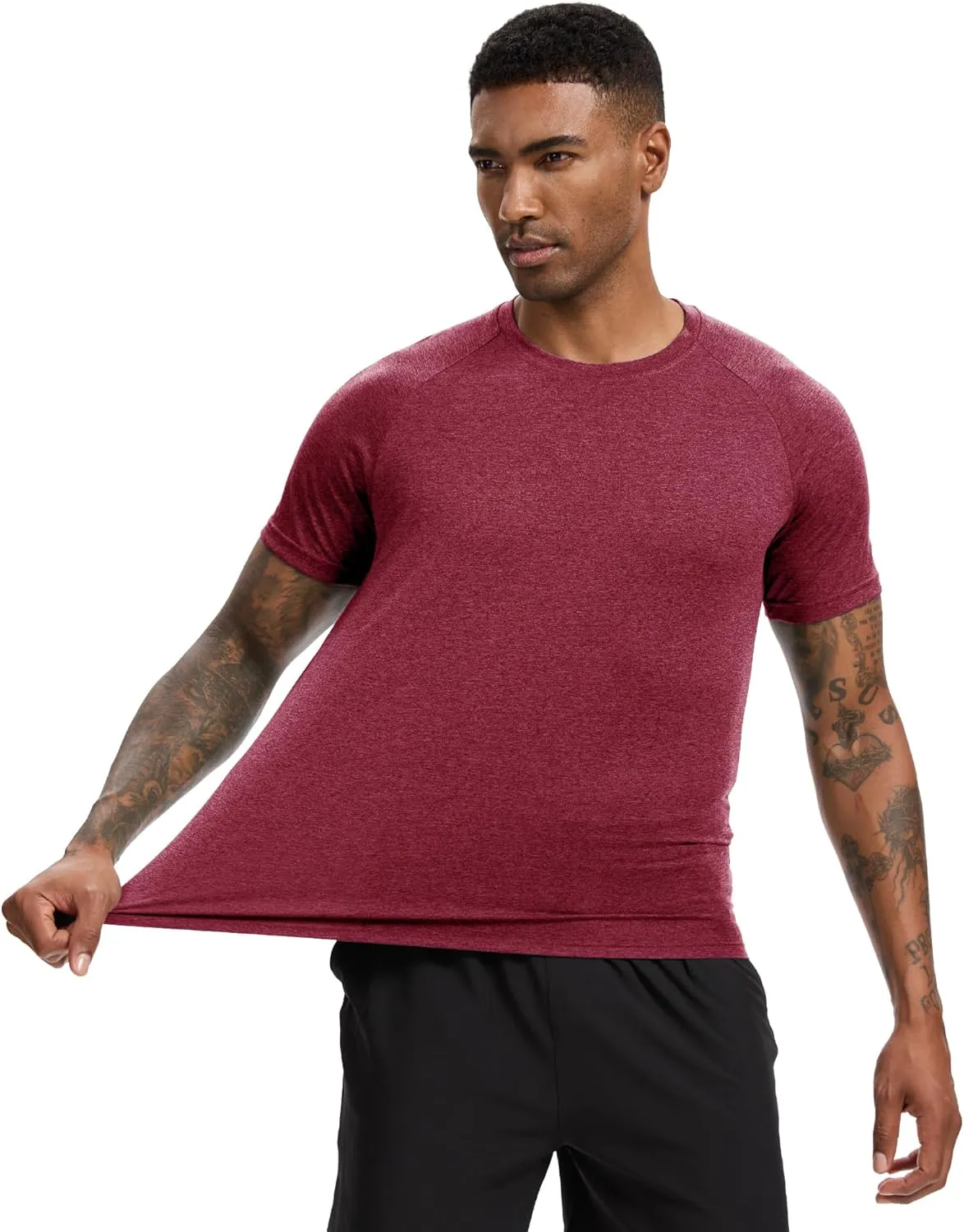 TVKSOM Workout Shirts for Men Pack Quick Dry Moisture Wicking Shirts for Men Gym Athletic Exercise Short Sleeve Tee Tops