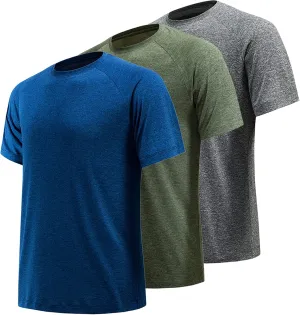 TVKSOM Workout Shirts for Men Pack Quick Dry Moisture Wicking Shirts for Men Gym Athletic Exercise Short Sleeve Tee Tops