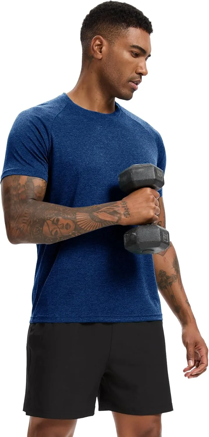 TVKSOM Workout Shirts for Men Pack Quick Dry Moisture Wicking Shirts for Men Gym Athletic Exercise Short Sleeve Tee Tops