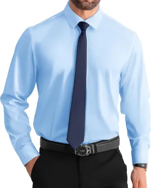 UOUA Men's Button Down Short Sleeve Dress Shirts Wrinkle Free Business Shirt Summer Casual Top