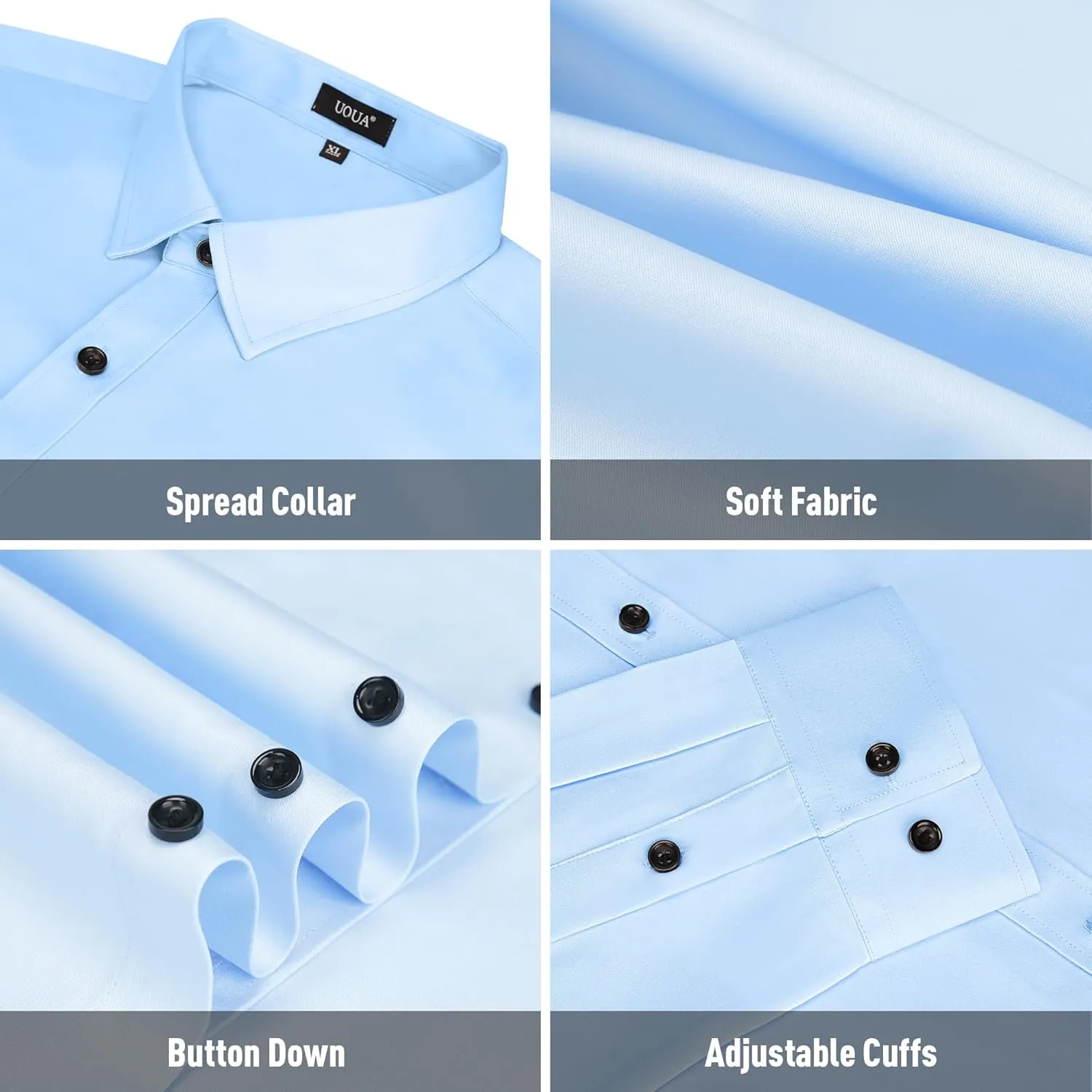 UOUA Men's Button Down Short Sleeve Dress Shirts Wrinkle Free Business Shirt Summer Casual Top