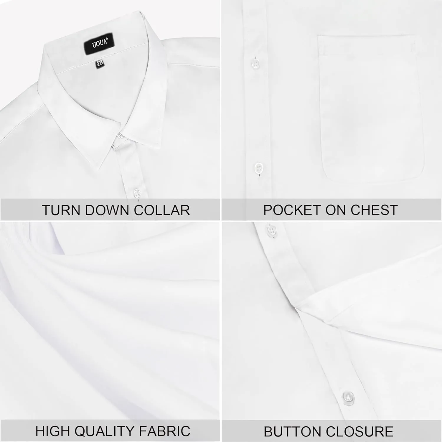 UOUA Men's Button Down Short Sleeve Dress Shirts Wrinkle Free Business Shirt Summer Casual Top