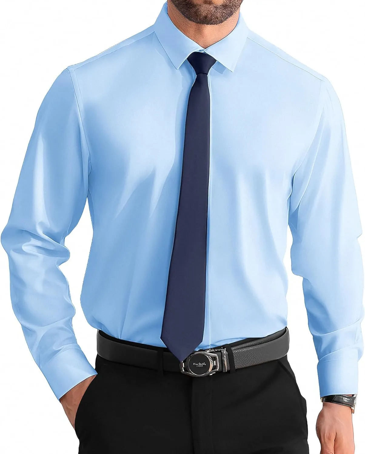 UOUA Men's Button Down Short Sleeve Dress Shirts Wrinkle Free Business Shirt Summer Casual Top