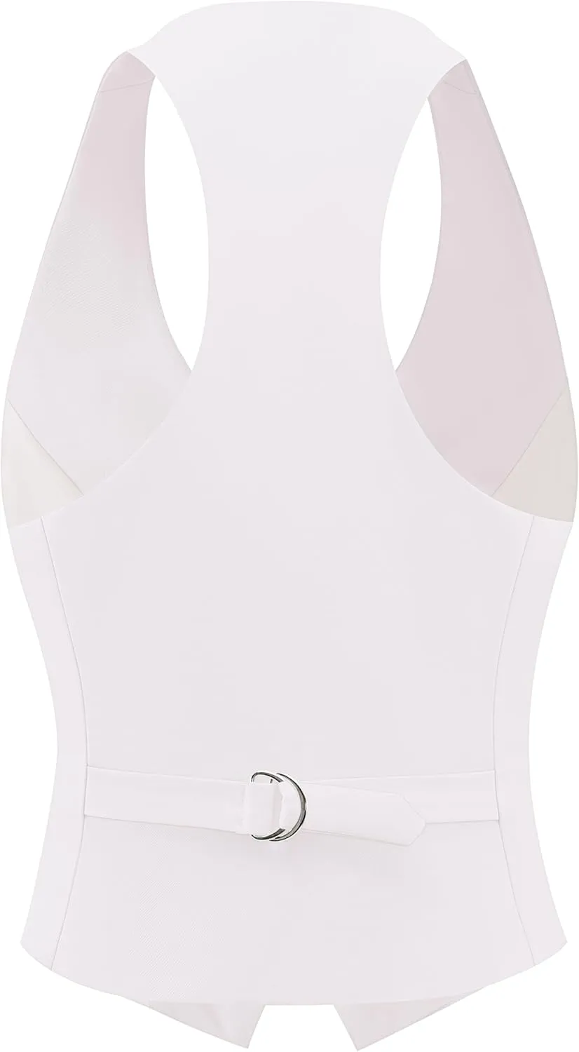 V VOCNI Vest for Women V Neck Suit Vest Sleeveless Racerback Fashion Dressy Crop Vest Top Fitted Jacket Waistcoat