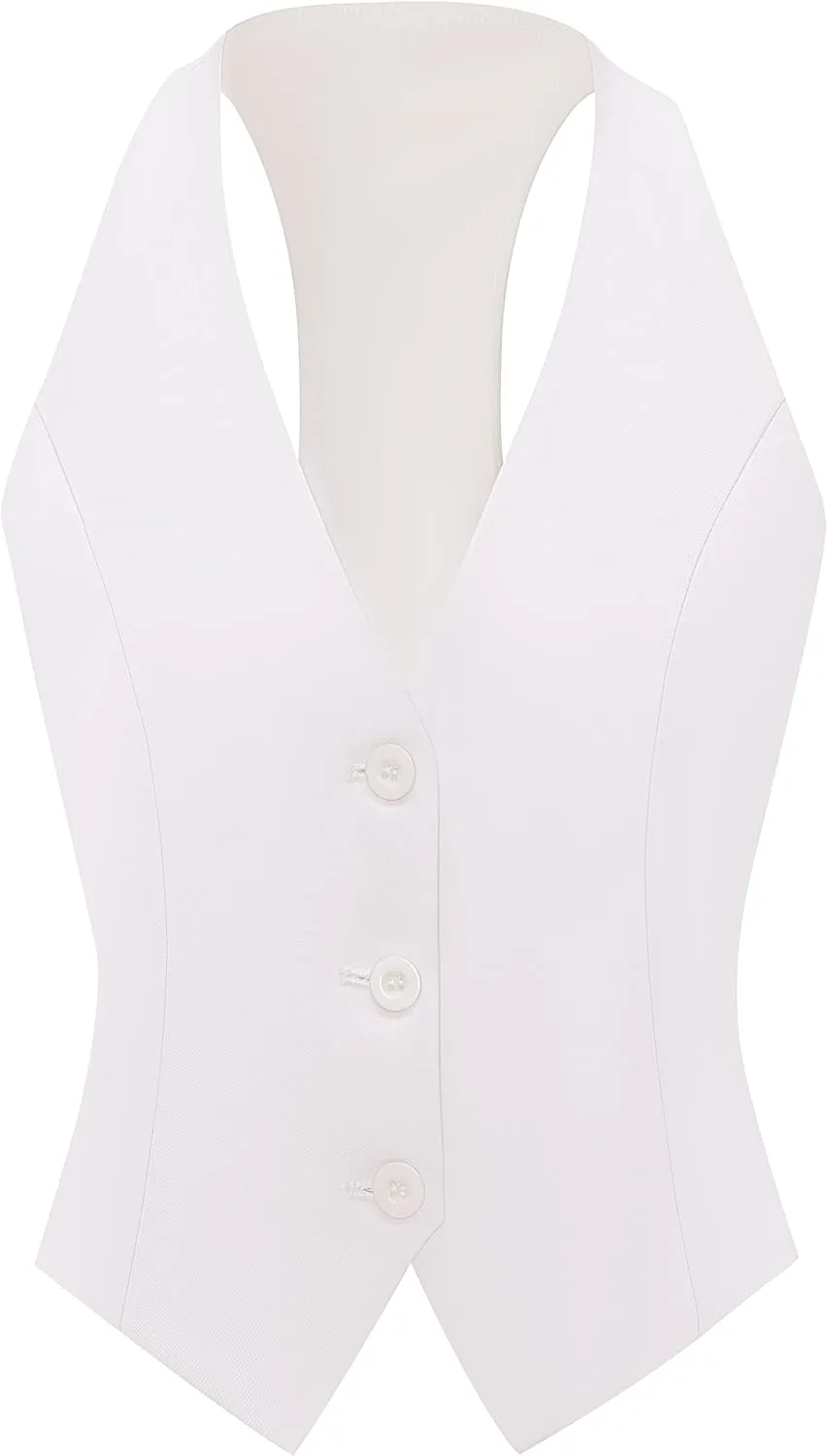 V VOCNI Vest for Women V Neck Suit Vest Sleeveless Racerback Fashion Dressy Crop Vest Top Fitted Jacket Waistcoat
